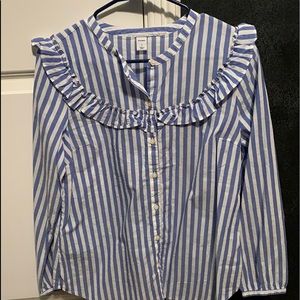 Women’s SMALL LONG SLEEVE BULE STRIPES BLOUSE